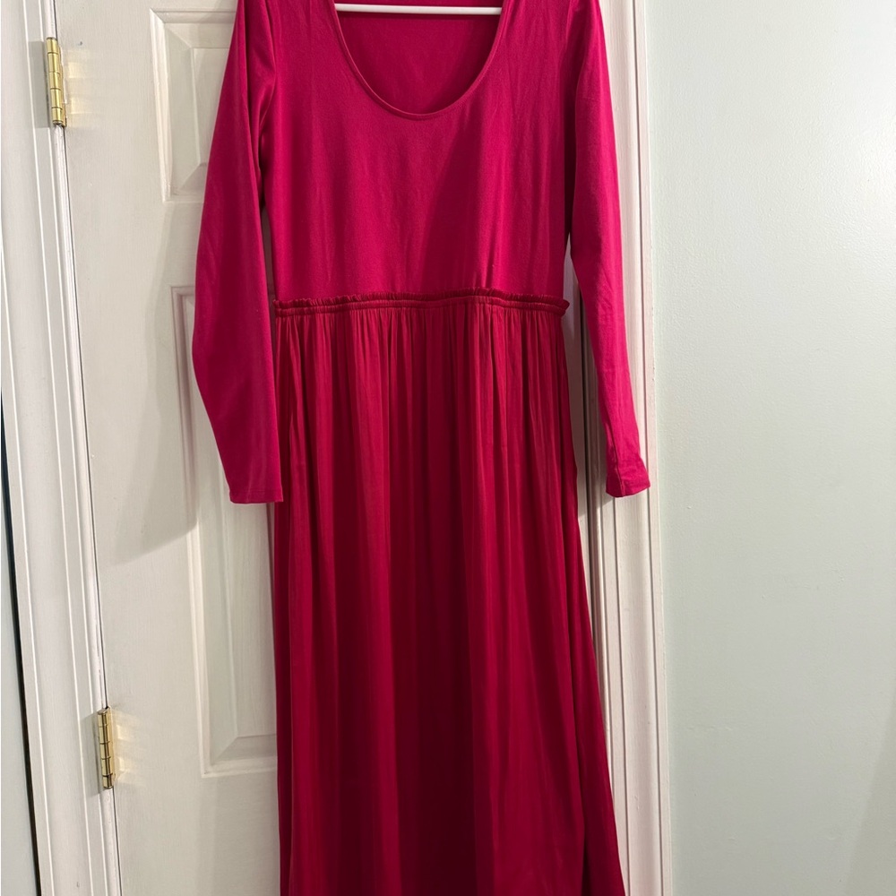 J. Crew Vibrant Pink Long Sleeve Dress